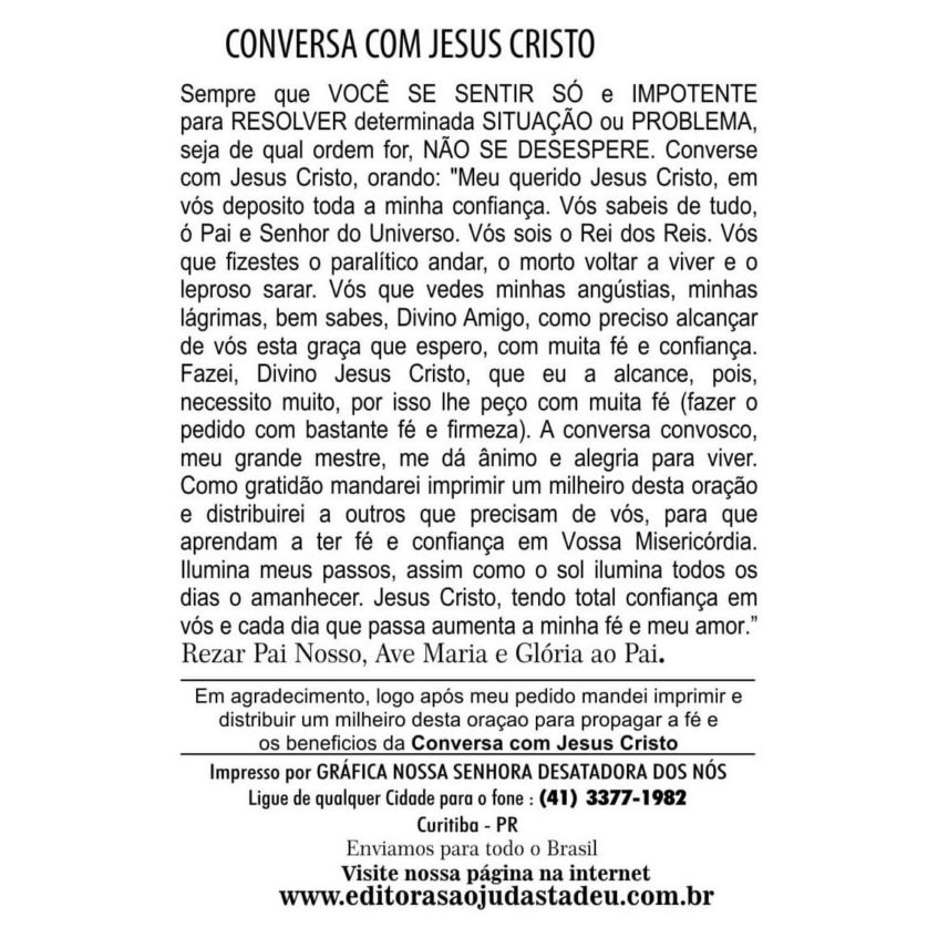 Conversa com Jesus Cristo Editora São Judas Tadeu